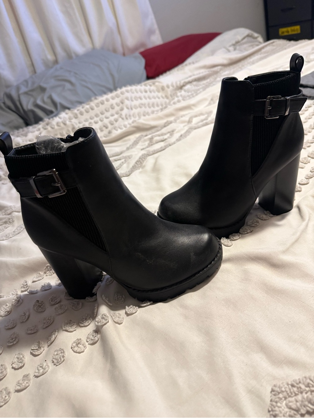 Black High Heel Chelsea Ankle Boots - Women's